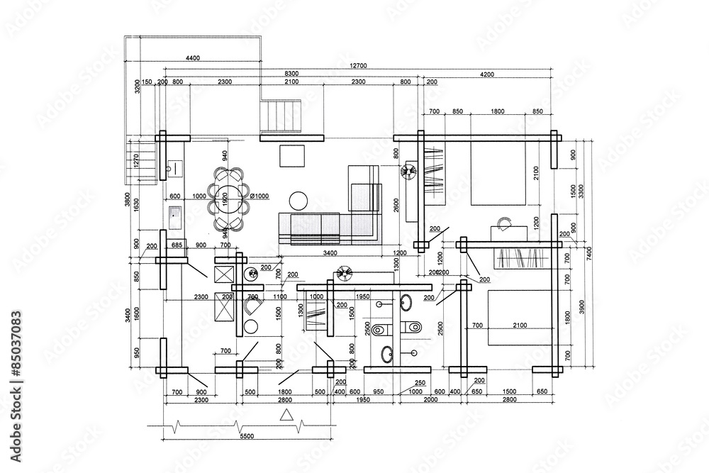 architectural home interior drawing Stock Photo | Adobe Stock