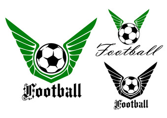 Winged football or soccer emblem