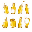 Bottles mustard set. Vector