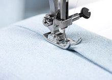 Sewing Machine With Blue Cloth