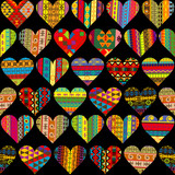 Patterned hearts set, seamless background