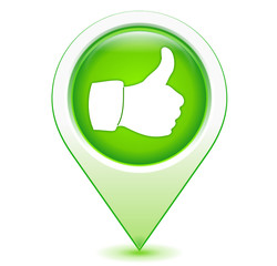 Poster - pouce en haut sur marqueur géolocalisation vert