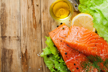 Wall Mural - Delicious salmon fillet, rich in omega 3 oil