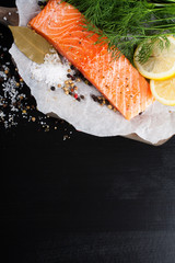 Wall Mural - Delicious salmon fillet, rich in omega 3 oil