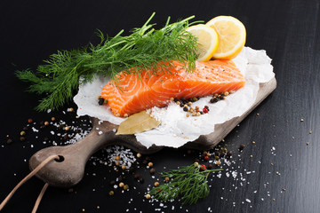 Wall Mural - Delicious salmon fillet, rich in omega 3 oil