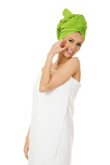 Canvas Print - Beauty woman with turban towel.