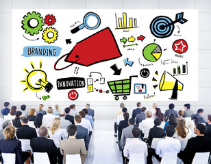 Wall Mural - Business People Branding Product Marketing Seminar Concept