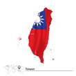 Map of Taiwan with flag