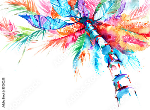 Nowoczesny obraz na płótnie Wektorowa kolorowa palma