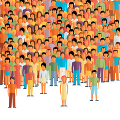 Flat illustration of society members with a large group 