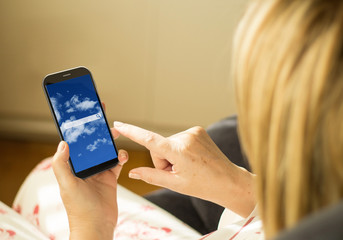 Wall Mural - technology woman search smartphone