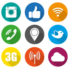Icons For Social Networking Vector Illustration In Flat