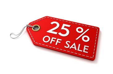 25 percent off sale tag