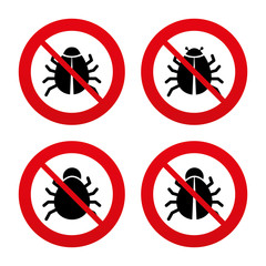 Wall Mural - Bugs signs. Virus software error icons.