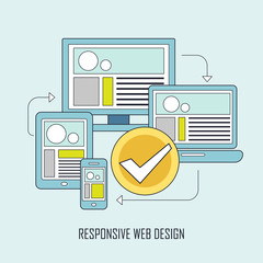 Wall Mural - responsive web design in thin line style