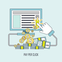 Wall Mural - pay per click concept in thin line style