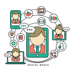 Wall Mural - social media concept