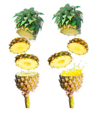 Wall Mural - Tasty tropical pineapple slices juice burst