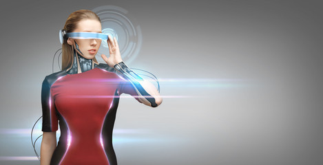 woman with futuristic glasses and sensors