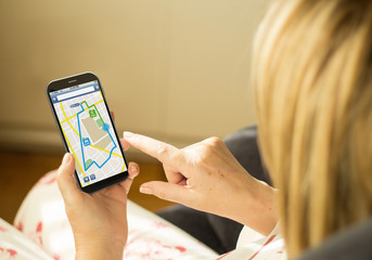 Canvas Print - technology woman gps