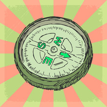 Vintage Background With Compass