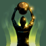 Fototapeta  - soccer player and trophy