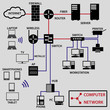 computer network connections icons and topology eps10