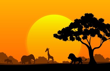 cartoon collection animal in the africa