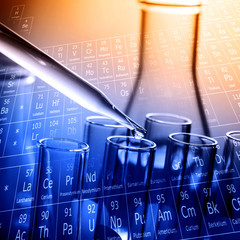 Wall Mural - laboratory research, dropping liquid to test tube