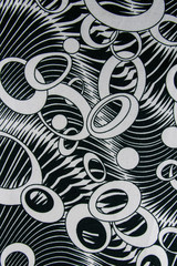 Wall Mural - texture of print fabric striped circle and oval for background