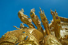 Dragon Sculpture At Entrance To Temple Sri Pan Ton, Province Nan