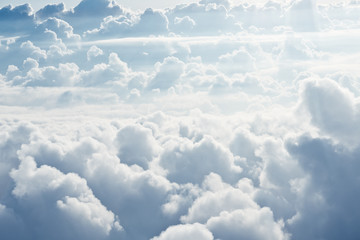 aerial view on white fluffy clouds