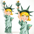 Girl dressed as the Statue of Liberty with torch