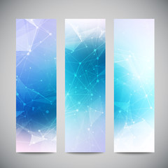 Poster - Vector vertical banners set with polygonal abstract shapes, with