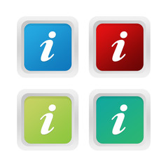 Wall Mural - set of squared colorful buttons with information symbol