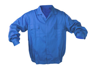 Blue protective clothing - jacket. Isolated on white.