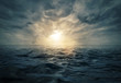canvas print picture - Sunset on stormy sea