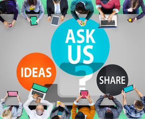 Sticker - Ask us Customer Service Guidance Ideas Share Concept