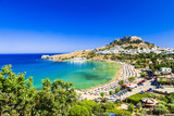 Fototapeta  - Rhodes island, Lindos beach . Greece