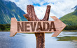 Nevada wooden sign with mountains background
