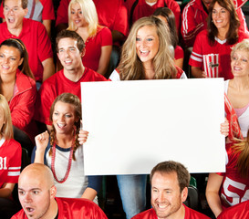 Fans: Female Fan Holds Up Blank Sign