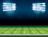 Fototapeta  - American Football Field with Stadium Lights