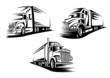 Silhouettes of delivery cargo trucks