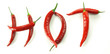 Chili pepers creating word hot