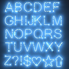 Wall Mural - 3d render of neon lights - alphabet