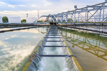 Wall Mural - The Solid Contact Clarifier Tank type Sludge Re-circulation process. water treatment plant, ecosystem, waste water, water recycle, water purification or environment industry concept