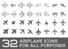 Aircraft Or Airplane Icons Set Collection Vector Silhouette
