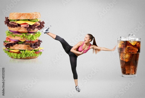 Nowoczesny obraz na płótnie Fit, fitness, food.