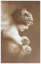 Vintage  Photo Portrait Of Young Woman
