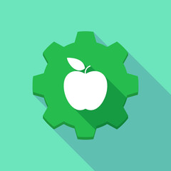 Sticker - Long shadow gear icon with an apple